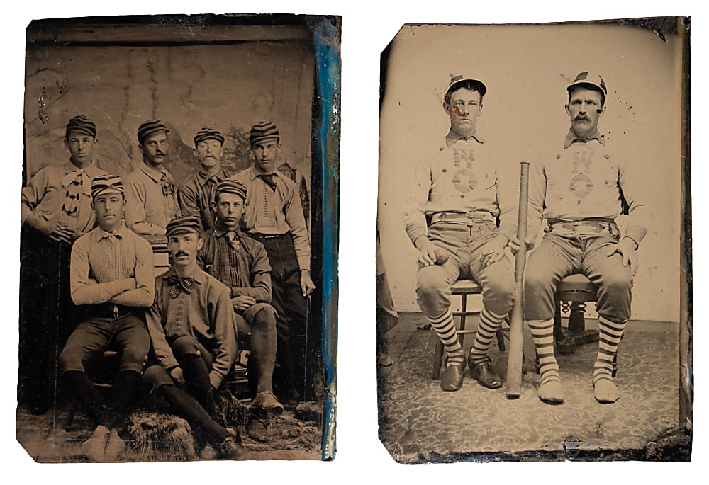 Circa 1870s-1880s Baseball Tin Type Pair