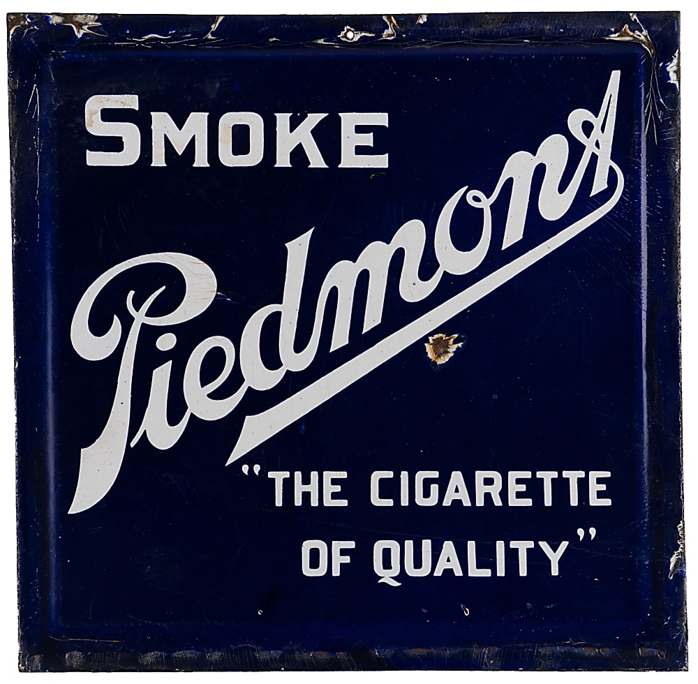 Circa 1910s Piedmont Double Sided Porcelain Tobacco Sign