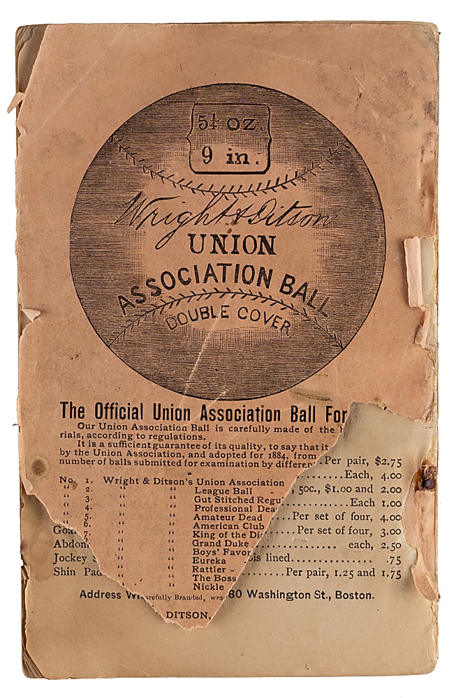 Scarce 1884 Wright & Ditson's Base Ball Guide for Union Association Play