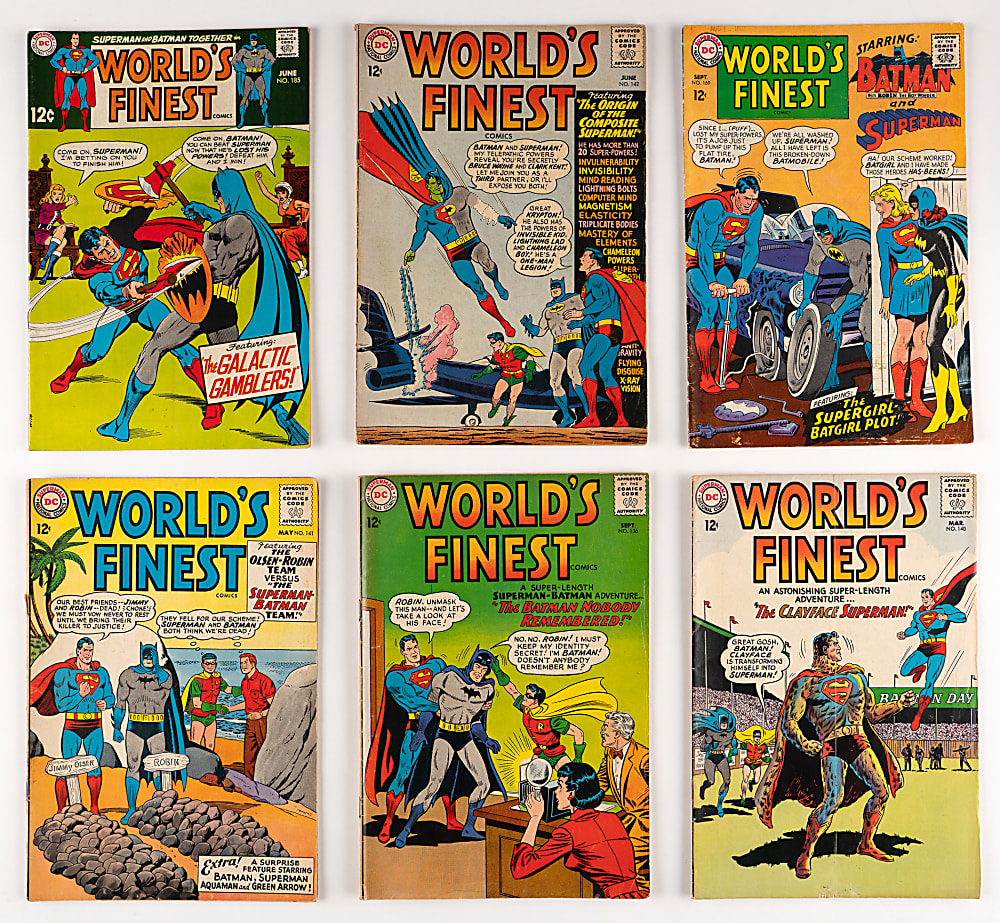 1963-1974 DC Batman & Superman Related Comic Books (58) with (33) World's Finest Issues