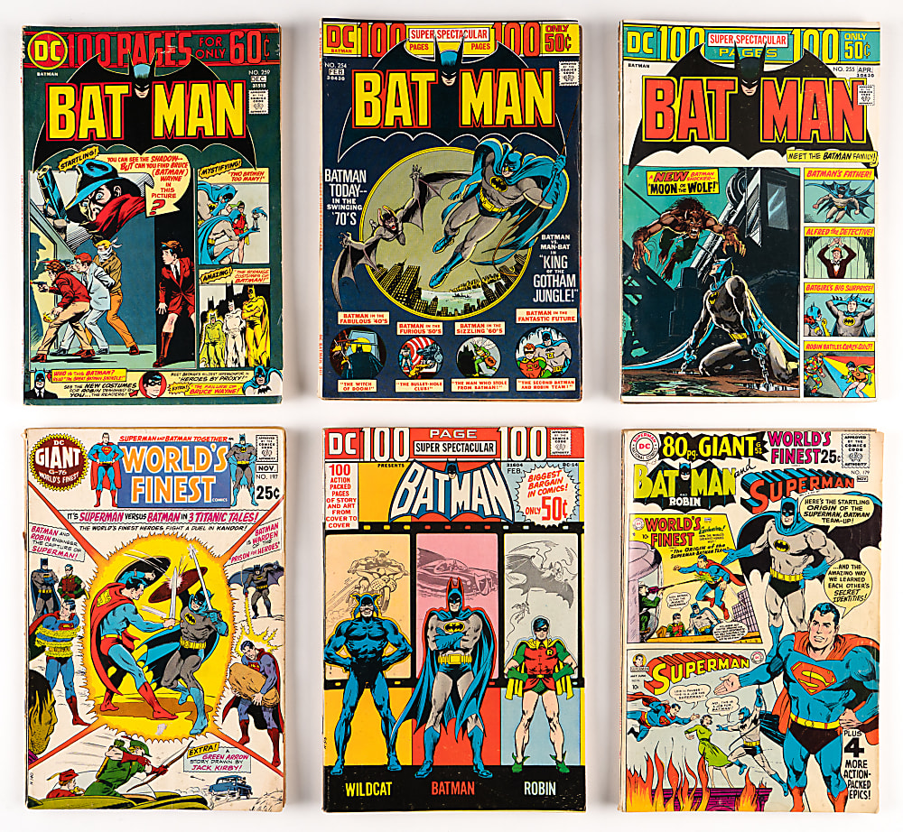 1963-1974 DC Batman & Superman Related Comic Books (58) with (33) World's Finest Issues
