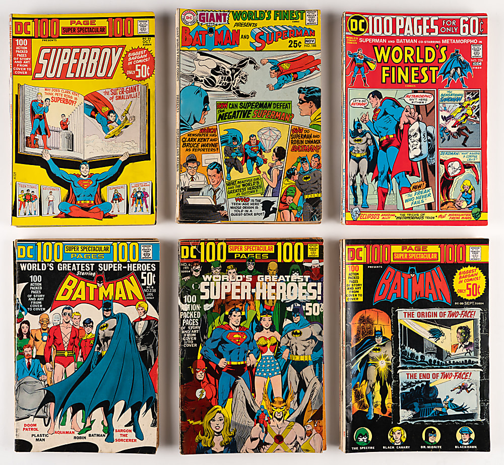 1963-1974 DC Batman & Superman Related Comic Books (58) with (33) World's Finest Issues