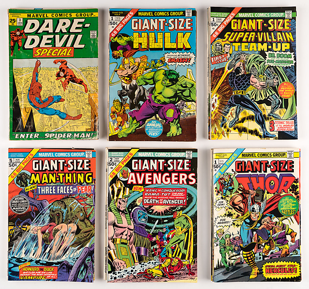 1970s Marvel Super-Hero Comic Treasure Chest Bundle (63) with Marvel Team-Up #1 Spider-Man/Torch & Marvel Feature #1 First Defenders
