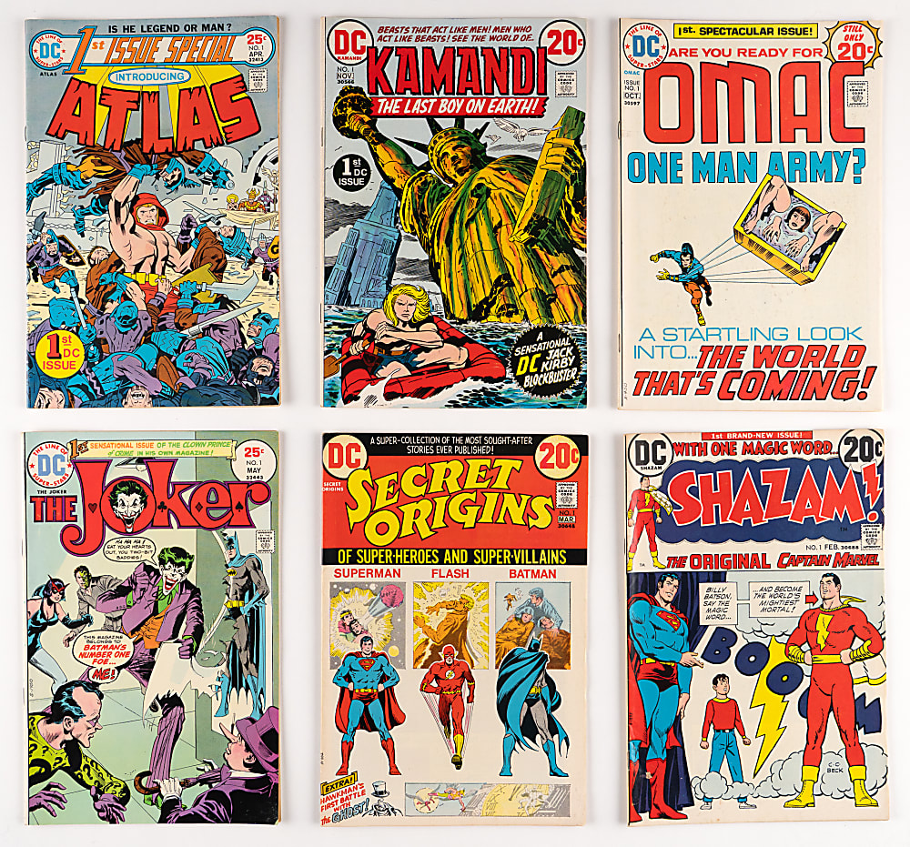 1970s DC Comic Book Treasure Chest Bundle (82) with Joker #1, SHAZAM #1, OMAC #1, Kamandi #1 & Secret Origins #1