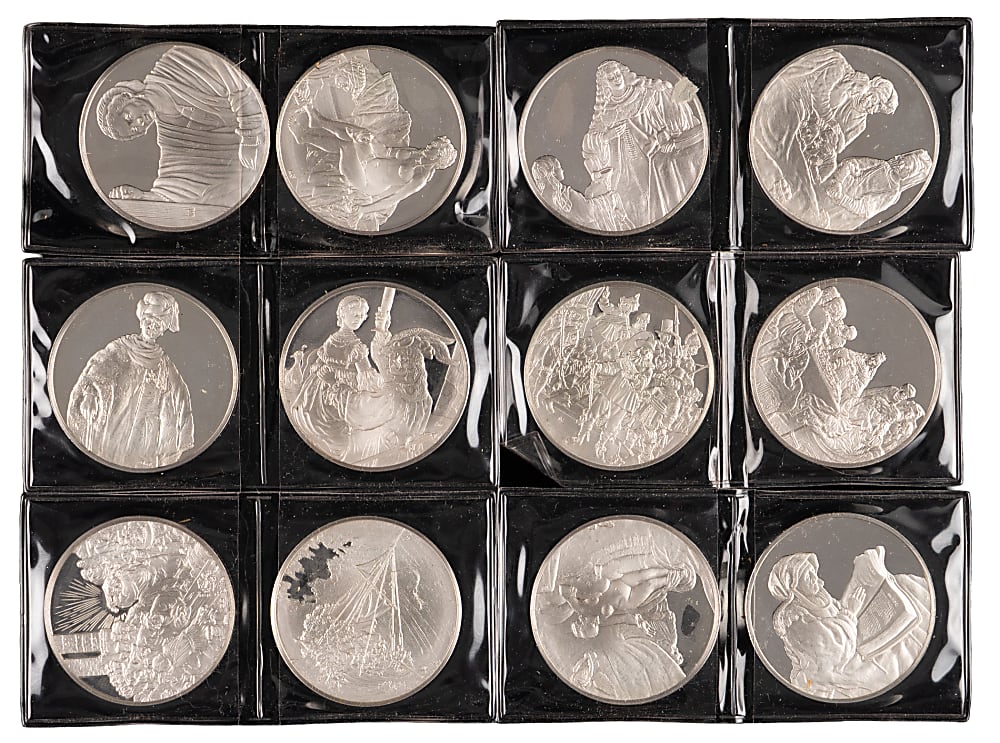 1972-1976 Franklin Mint The Genius of Rembrandt 2.08 Troy Ounce Sterling Medals (31) - 64.5 Ounces Sterling Total