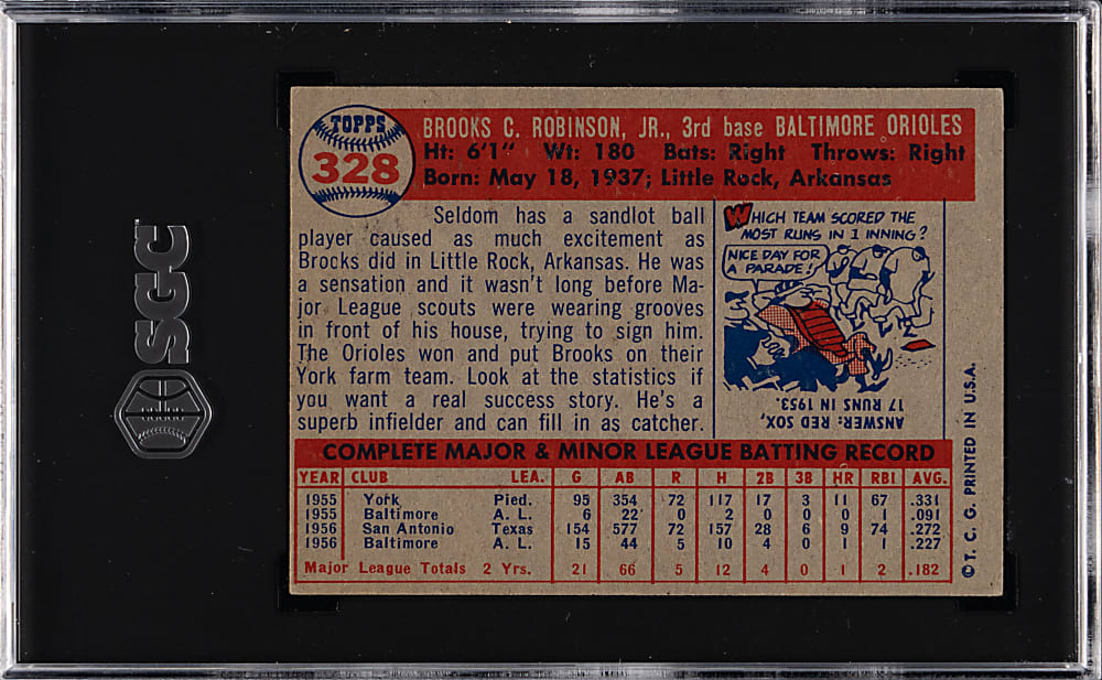 1957 Topps #328 Brooks Robinson Rookie SGC VG/EX+ 4.5