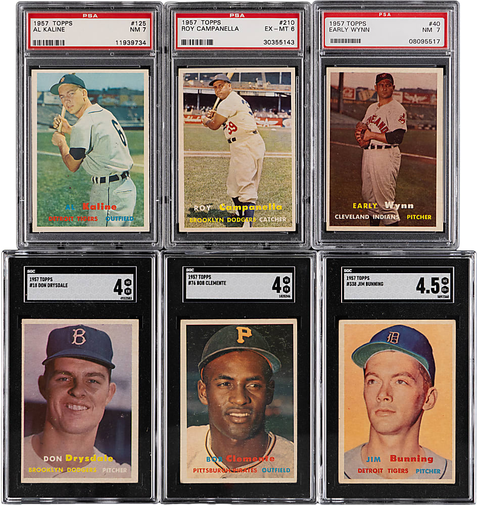 1957 Topps Near Complete Set (394/407) with (13) Graded Hall of Famers & Stars