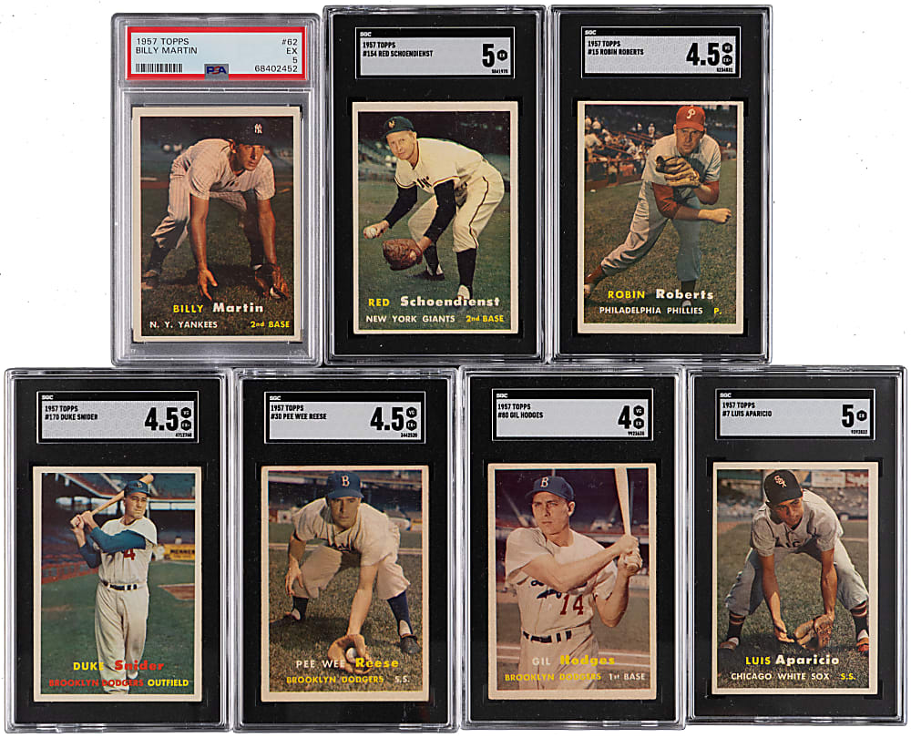 1957 Topps Near Complete Set (394/407) with (13) Graded Hall of Famers & Stars
