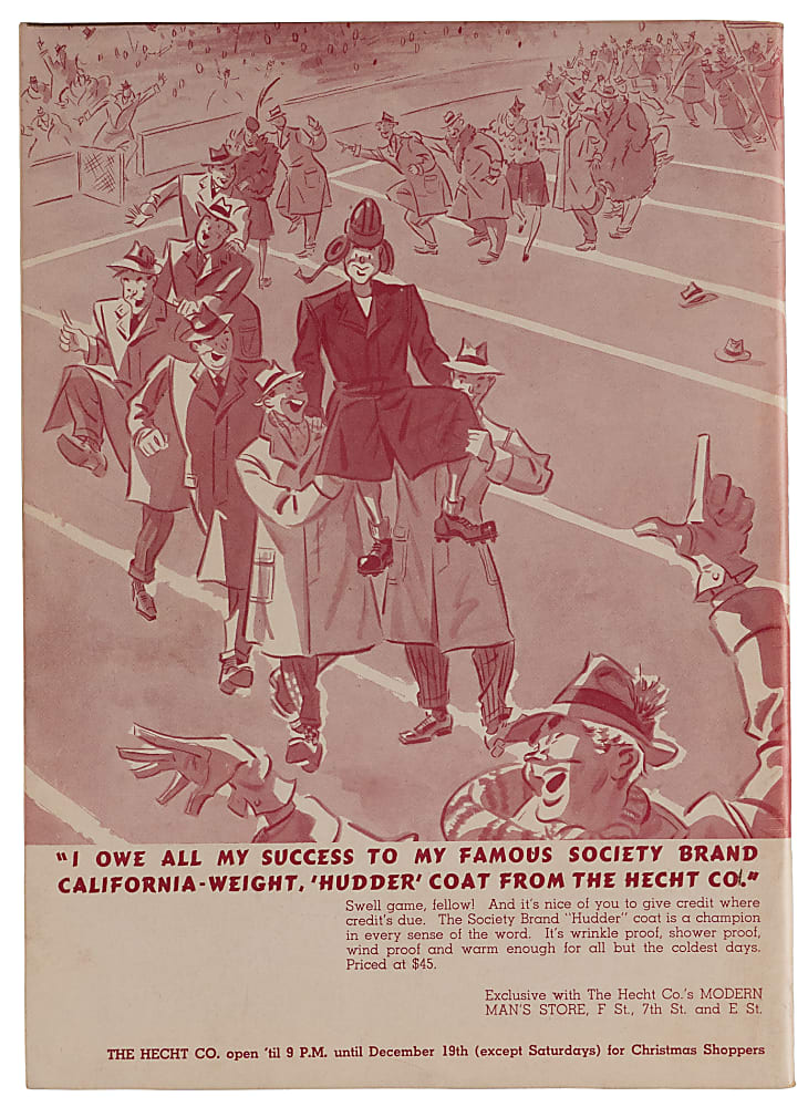 December 7, 1941 Washington Redskins vs. Philadelphia Eagles Program - Pearl Harbor Game!
