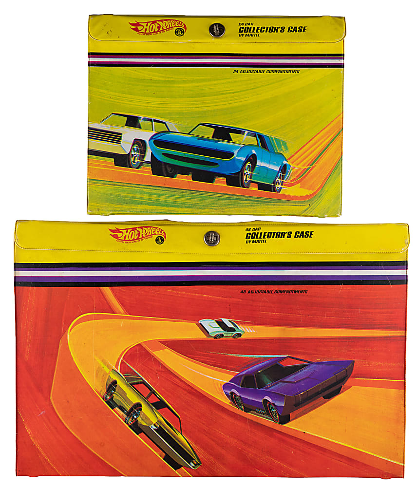 1960s-2000s Mattel Hot Wheels Collection (129) with (100+) Redlines Plus Pop-Up Speed Shop & (4) Carrying Cases