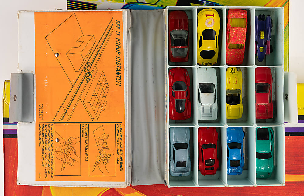 1960s-2000s Mattel Hot Wheels Collection (129) with (100+) Redlines Plus Pop-Up Speed Shop & (4) Carrying Cases