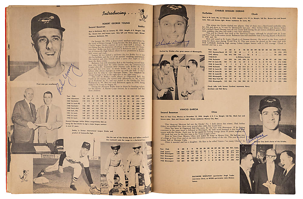 1954 Baltimore Orioles Team-Signed Inaugural Season Yearbook with (27) Signatures Including Courtney, Fox, Larsen & Waitkus
