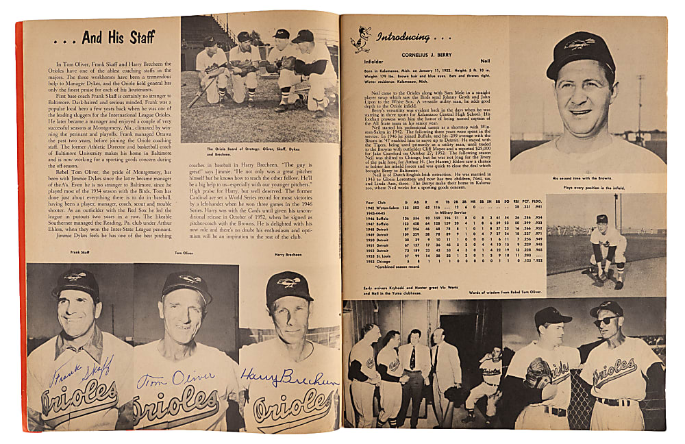 1954 Baltimore Orioles Team-Signed Inaugural Season Yearbook with (27) Signatures Including Courtney, Fox, Larsen & Waitkus