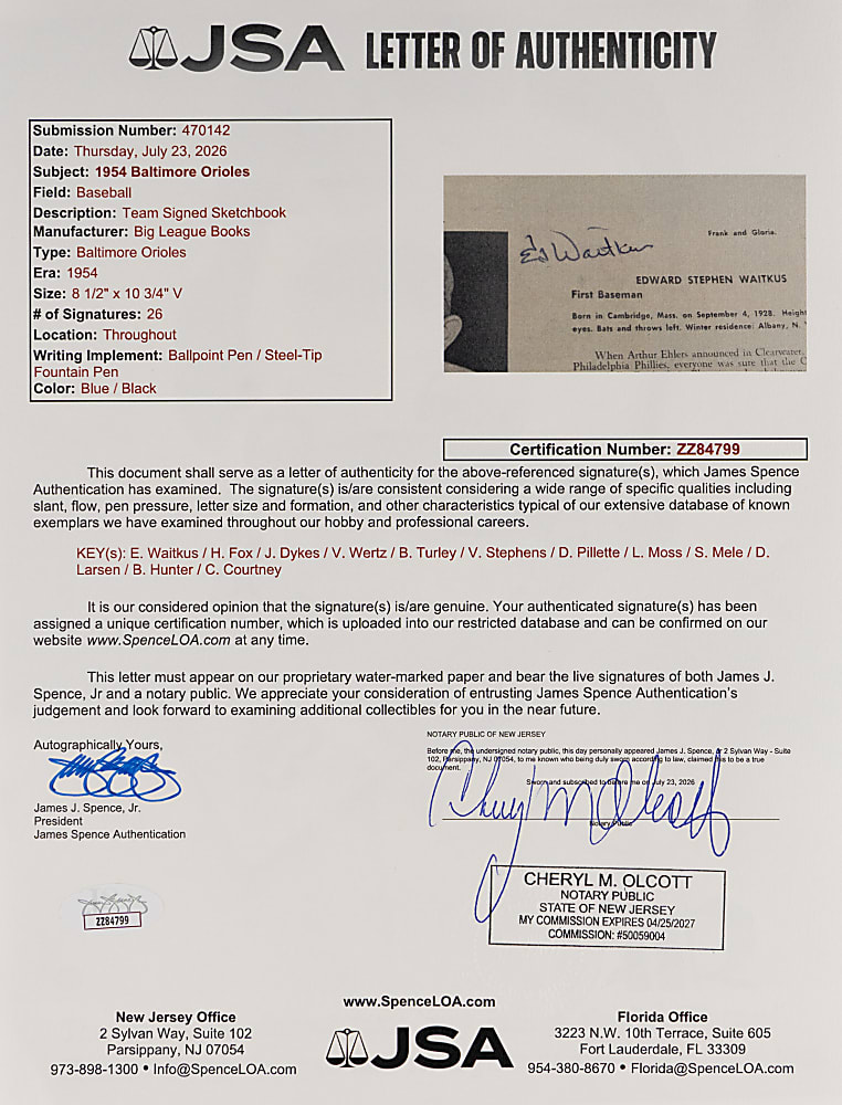1954 Baltimore Orioles Team-Signed Inaugural Season Yearbook with (27) Signatures Including Courtney, Fox, Larsen & Waitkus