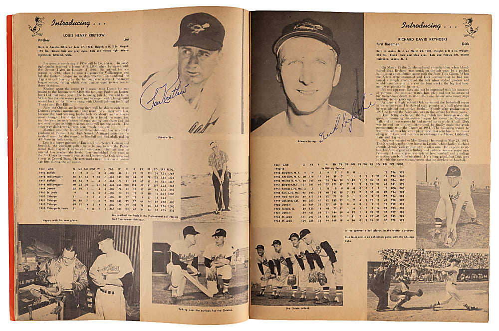 1954 Baltimore Orioles Team-Signed Inaugural Season Yearbook with (27) Signatures Including Courtney, Fox, Larsen & Waitkus