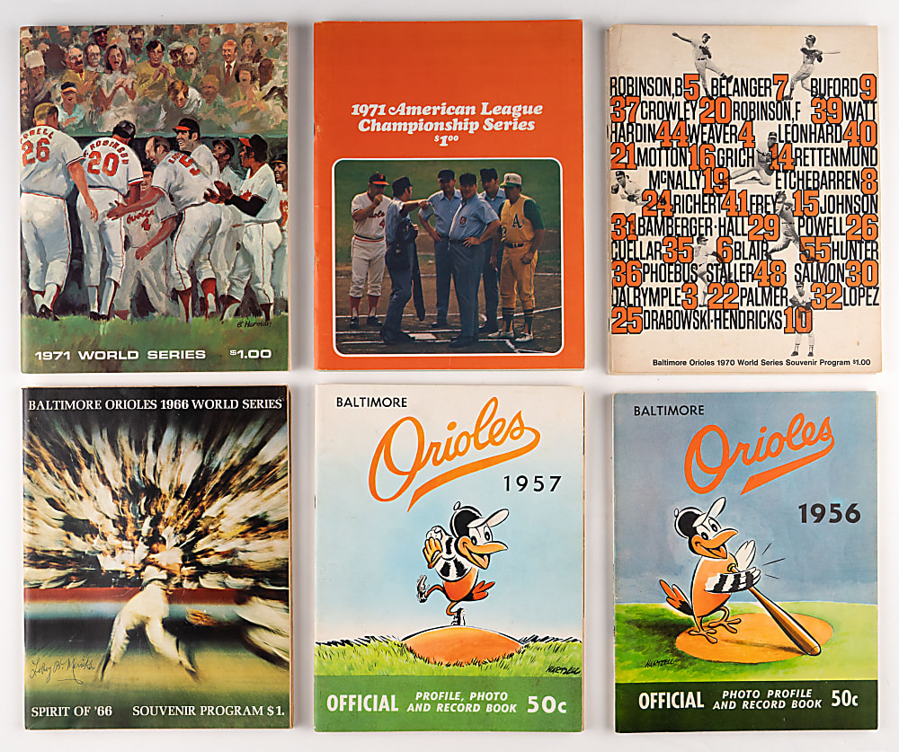 1954-1983 Baltimore Orioles Yearbook & Significant Programs (24) with 1954 Inaugural Yearbook Plus All-Star & World Series Examples