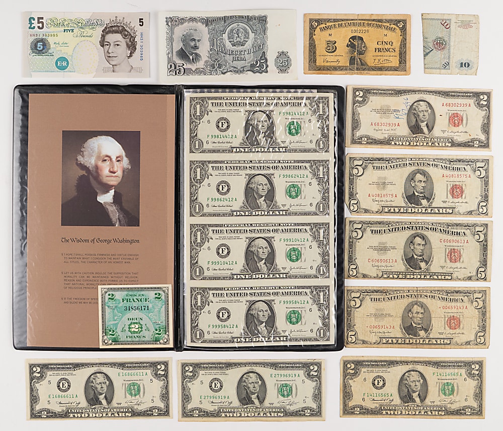1880s-2010s Coin and Paper Currency Bundle (250+) with (4) Morgan Silver Dollars