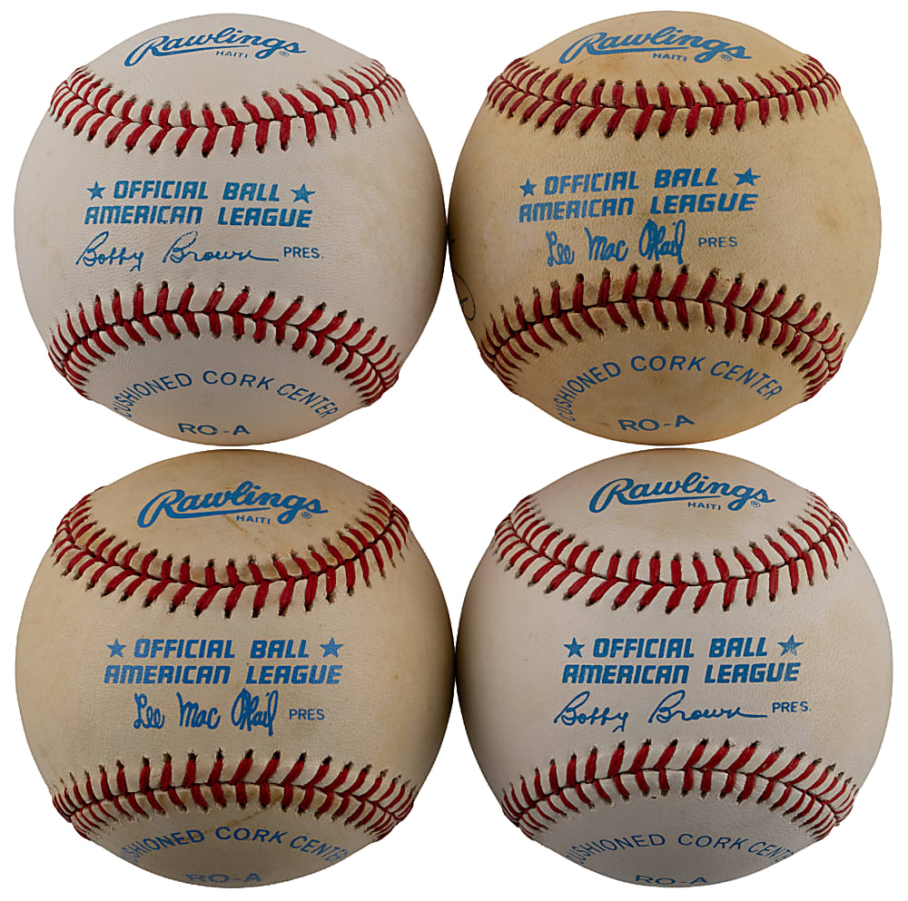 Dual-Signed Theme Baseball Group (4) with Ted Williams/Carl Yastzremski & Rickey Henderson/Lou Brock