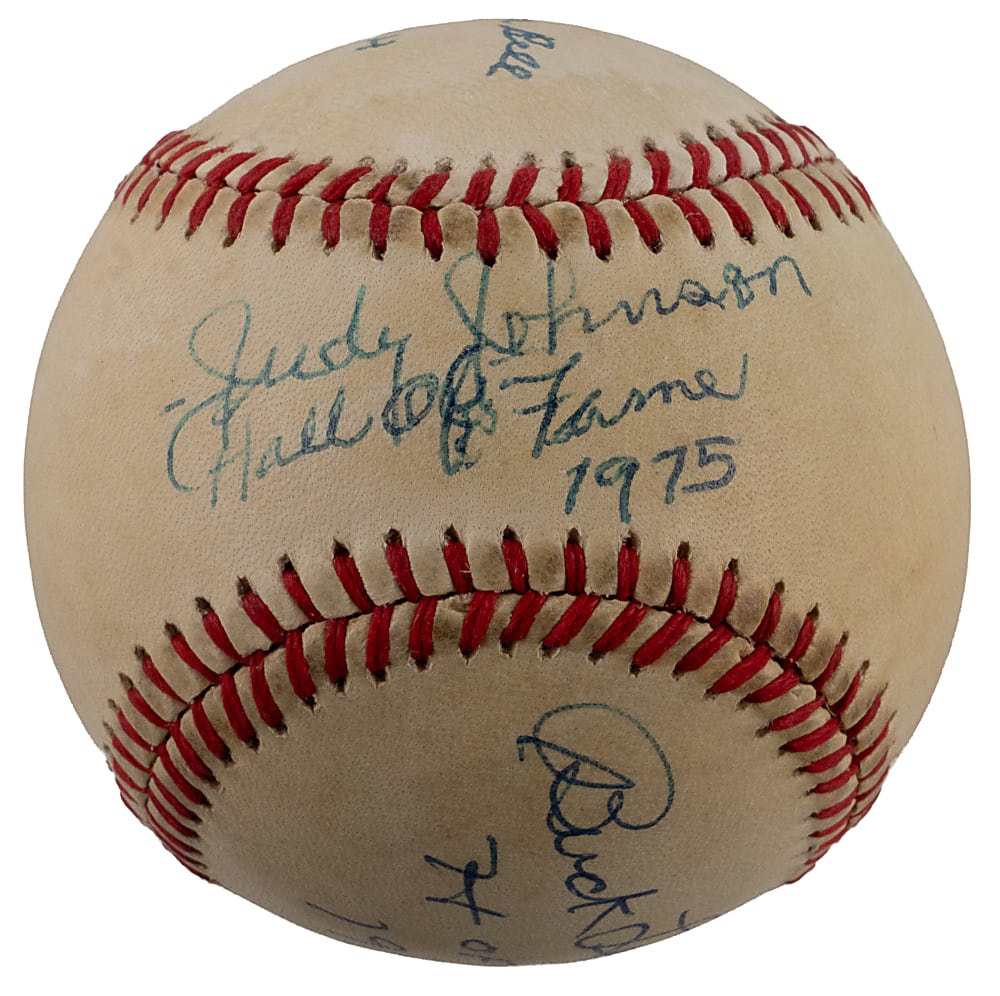 "Cool Papa" Bell, Judy Johnson & Buck Leonard Multi-Signed OAL/MacPhail Baseball - Each with Hall of Fame Inscriptions Plus Full JSA LOA