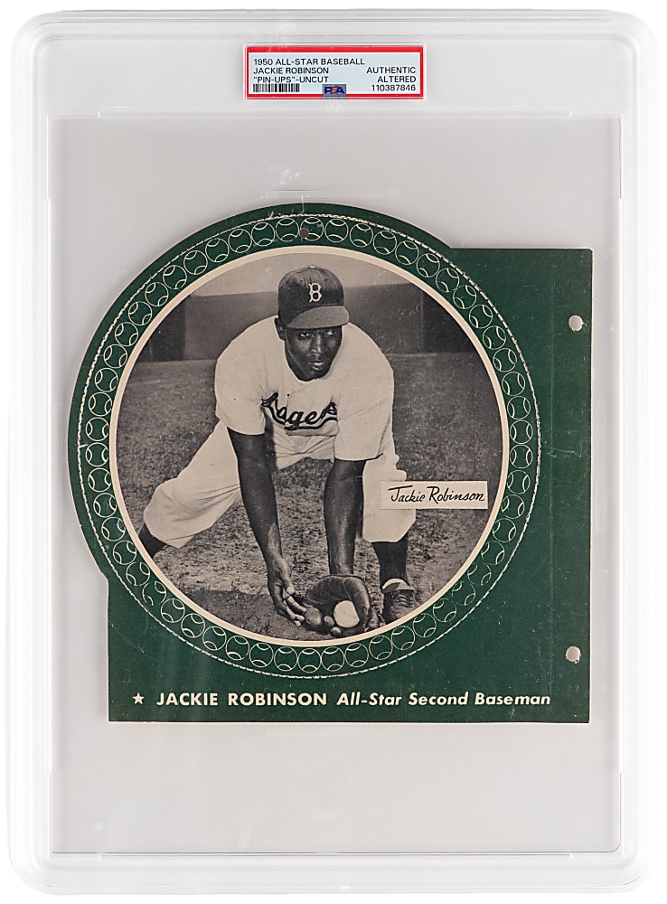 1950 All-Star Baseball Pin-Ups Unpunched Complete Set (10) with PSA Authentic Jackie Robinson Plus Front & Back Cover