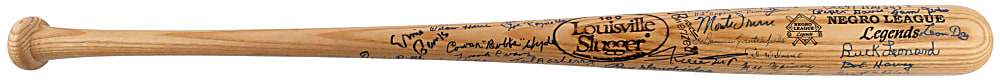 Negro League Legends Multi-Signed Special Edition Bat with (65+) Signatures Including (8) Hall of Famers - Mays, Banks, Leonard, O'Neil Plus Full JSA LOA