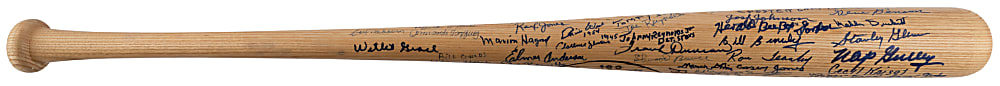 Negro League Legends Multi-Signed Special Edition Bat with (65+) Signatures Including (8) Hall of Famers - Mays, Banks, Leonard, O'Neil Plus Full JSA LOA