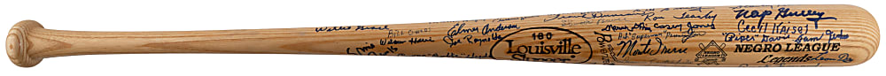 Negro League Legends Multi-Signed Special Edition Bat with (65+) Signatures Including (8) Hall of Famers - Mays, Banks, Leonard, O'Neil Plus Full JSA LOA