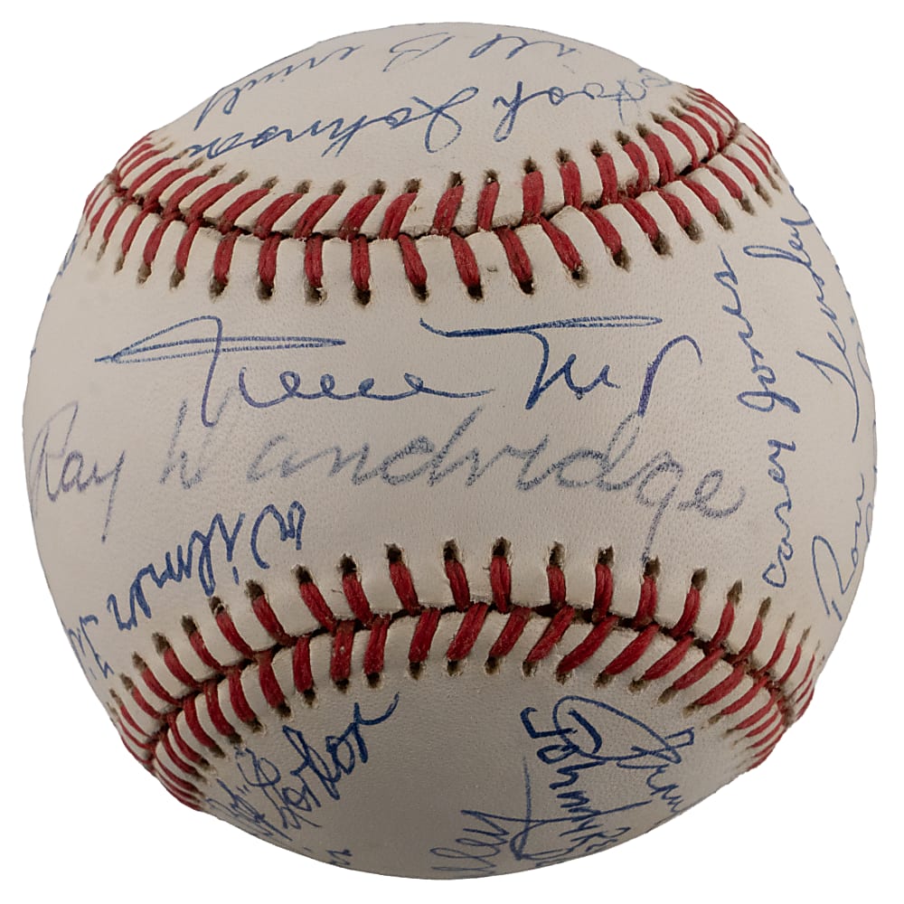 Multi-Signed Negro League Hall of Fame & Star Baseball (20) with Mays, Dandridge & Leonard - JSA LOA