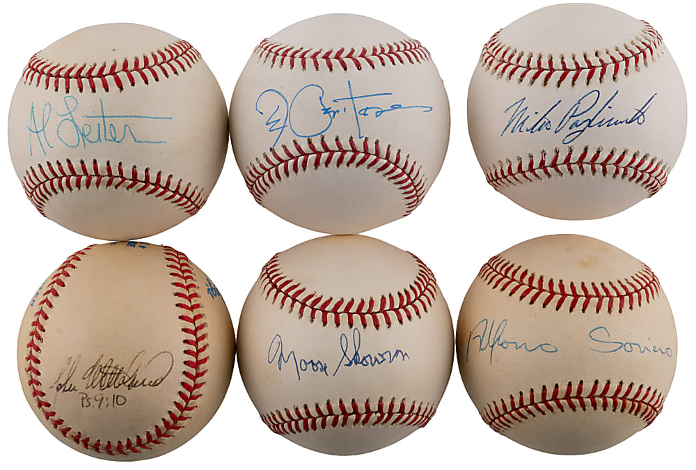 New York Yankees Single-Signed Baseballs (16) with Catfish Hunter, Bobby Richardson Stat Ball & Billy Martin
