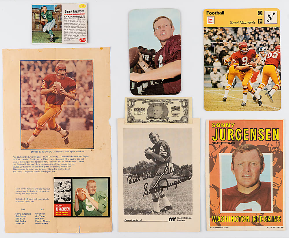 1958-1975 Sonny Jurgensen Collection (42) with 1958 Topps Rookie SGC NM 7, 1971 Bazooka Complete Box & Other Tougher Issues