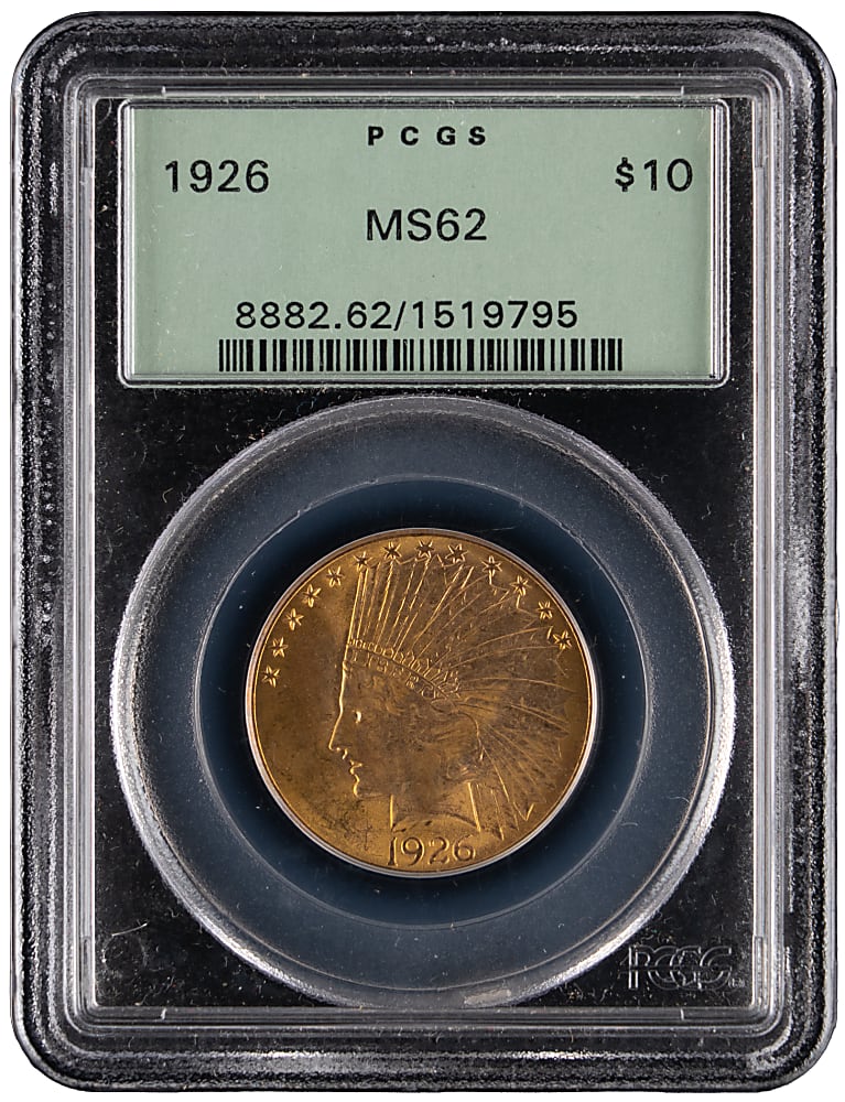 1926 $10 Indian Head Gold Coin - PCGS MS62