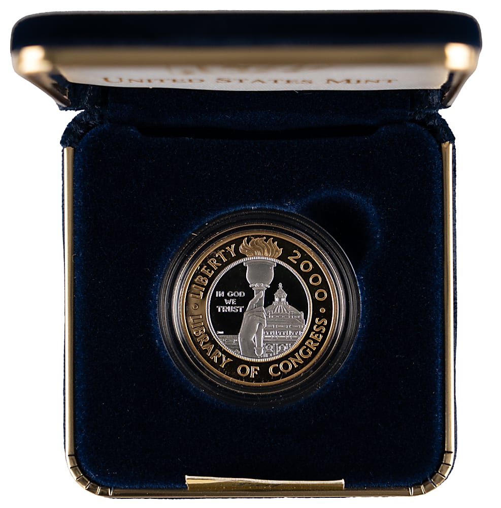 2000 Library of Congress $10 Gold/Platinum Bimetallic Coin with Case & COA
