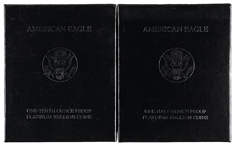1997-W American Eagle Platinum Proof Coins (2) with $50 1/2-Ounce Coin & $10 1/10-Ounce Coine - Each with Case/COA