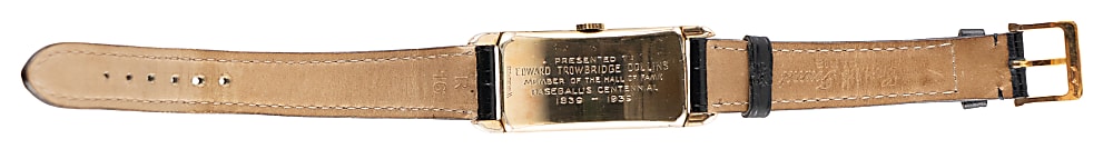 1939 Baseball Hall of Fame Grand Opening Induction Wristwatch Presented to Eddie Collins