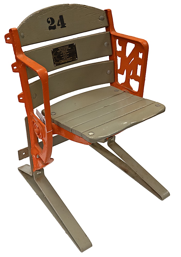 Vintage Polo Grounds Stadium Seat with Iron NY Logo Armrest End