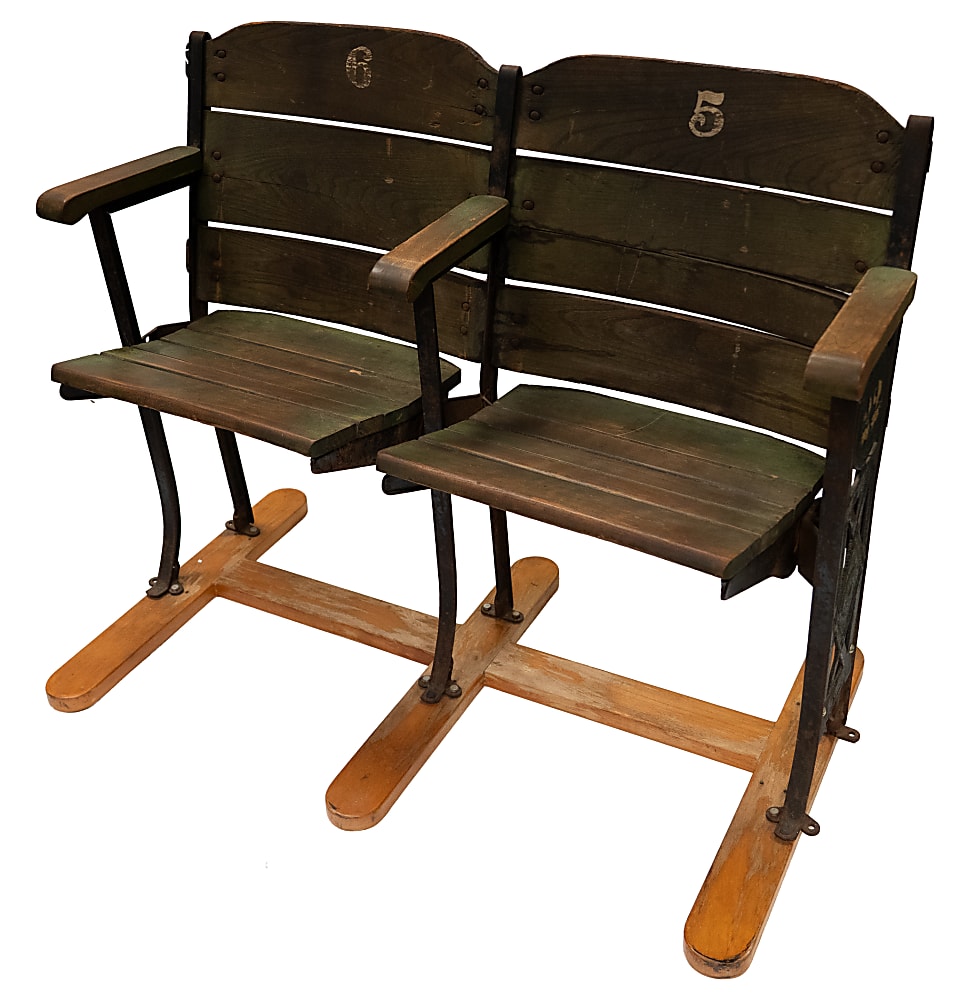 1915-1952 Braves Field Original Stadium Seat Double with Rare B.N.L.C. Logo End - Exceedingly Rare