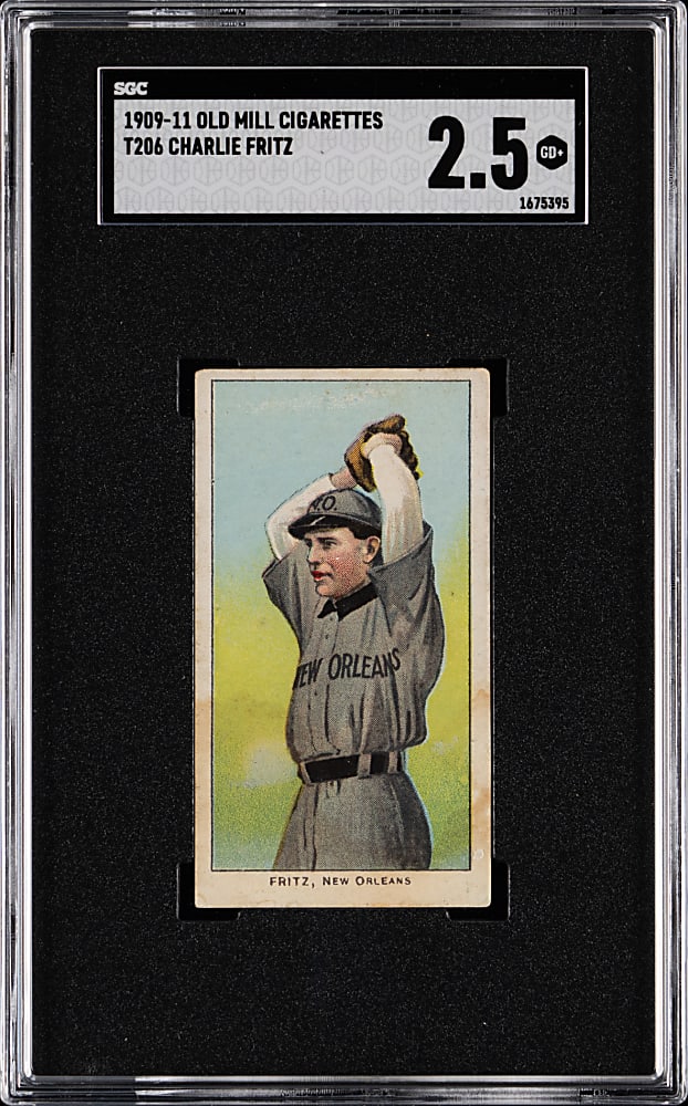 1909-1911 T206 White Border Charlie Fritz Southern Leaguer SGC GOOD+ 2.5 - Old Mill Back