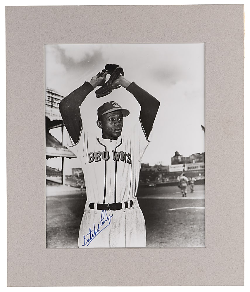 Satchel Paige Signed Matted Black & White Photograph
