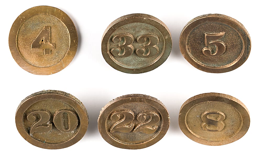 Vintage Memorial Stadium Brass Aisle Markers Collection (41) with All (6) Orioles Retired Jersey Numbers