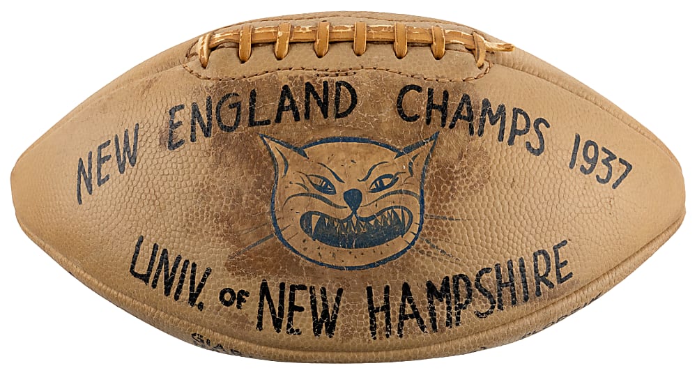 1937 New Hampshire University New England Conference Champions Trophy Football with George Sauer