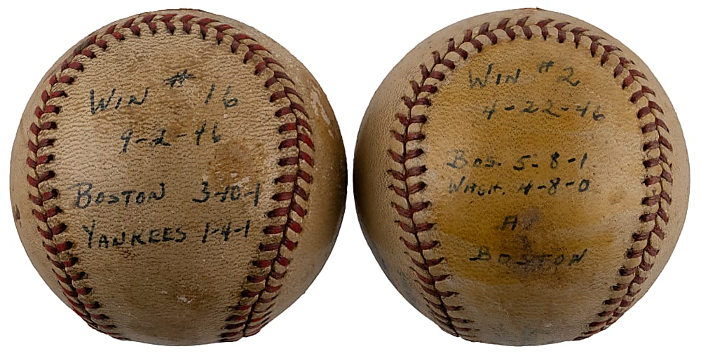 1946 Mickey Harris Commemorative Baseball Pair - Wins #2 & #16/All-Star Year