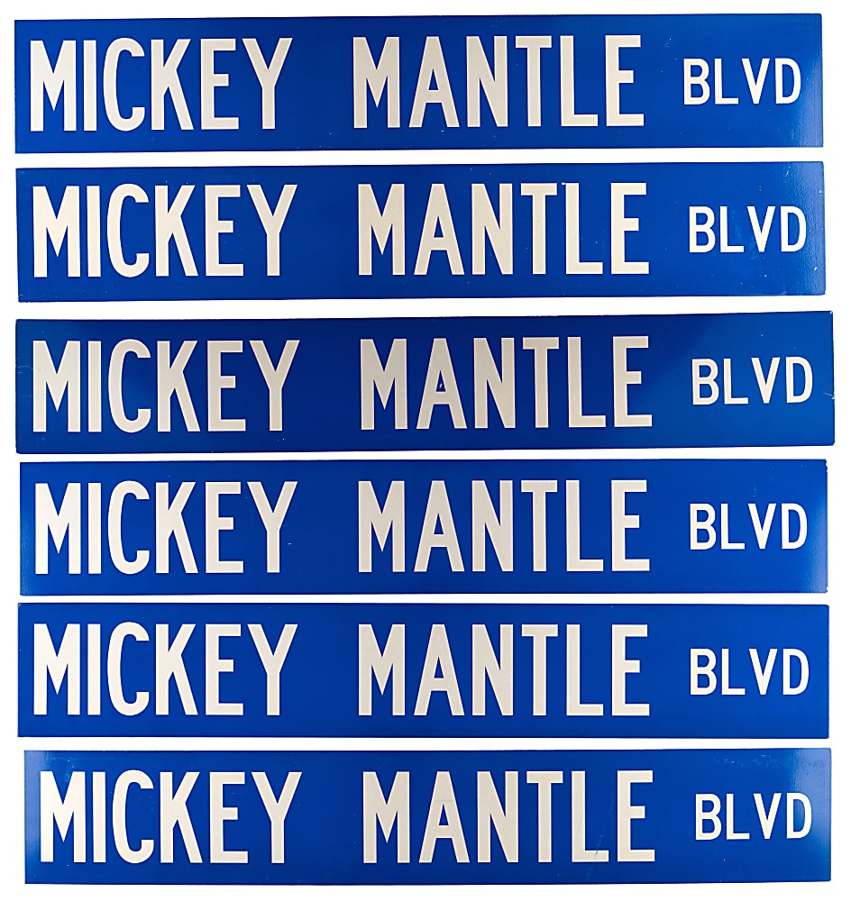 1995 Commerce, Oklahoma Mickey Mantle Street Signs (6) with Individual City of Commerce COAs