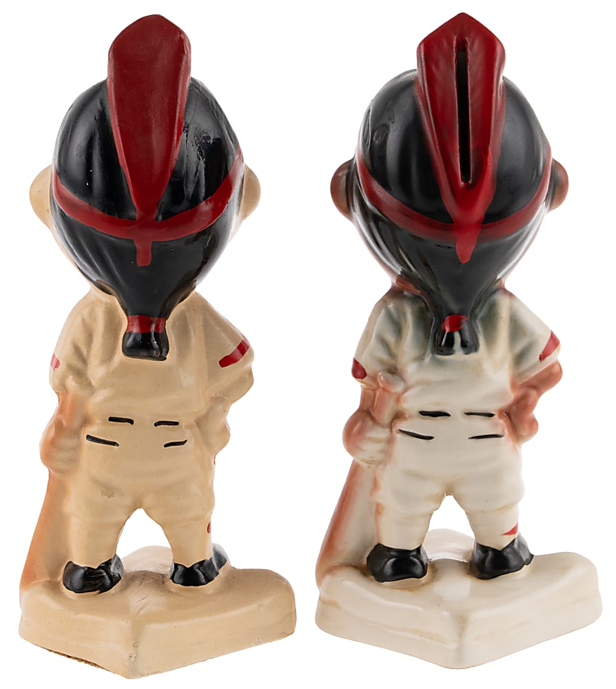 1940s Stanford Pottery Boston Braves Mascot Statue & Bank Pair