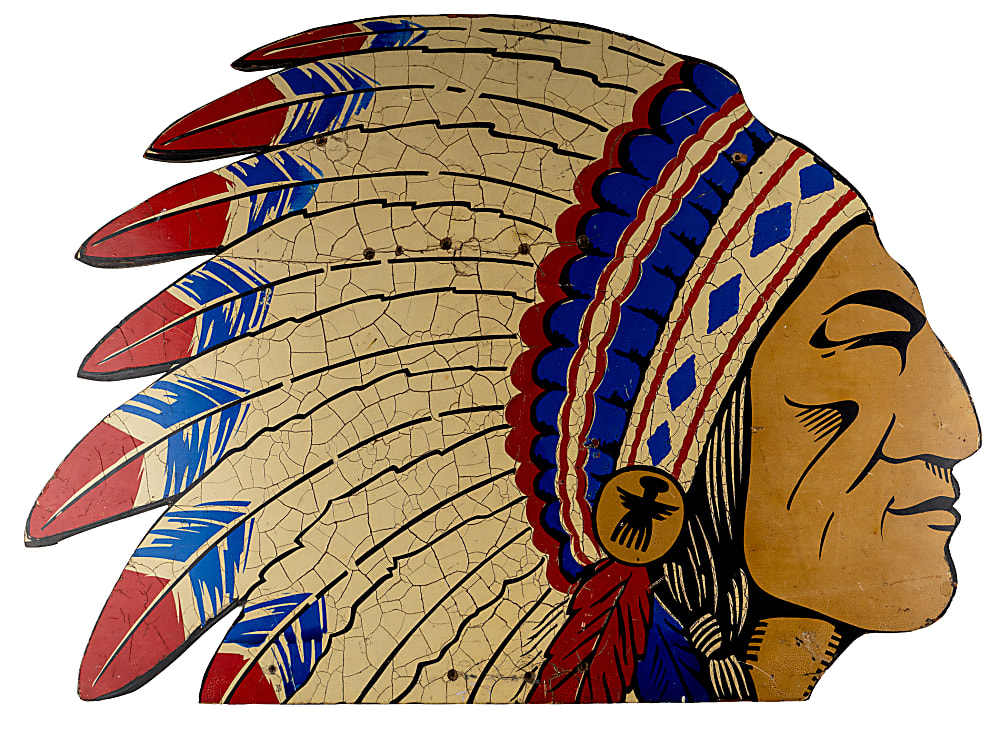 Stunning 1940s-1952 Boston Braves Native American Chief Wooden Point-of-Sale Sign