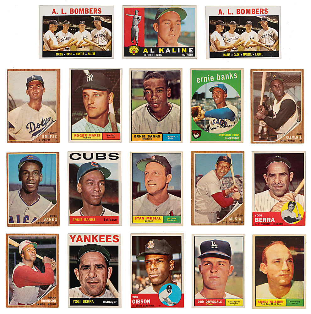 1957-1966 Topps Hall of Fame & Star Collection (45) with Banks, Clemente, Mantle & Musial