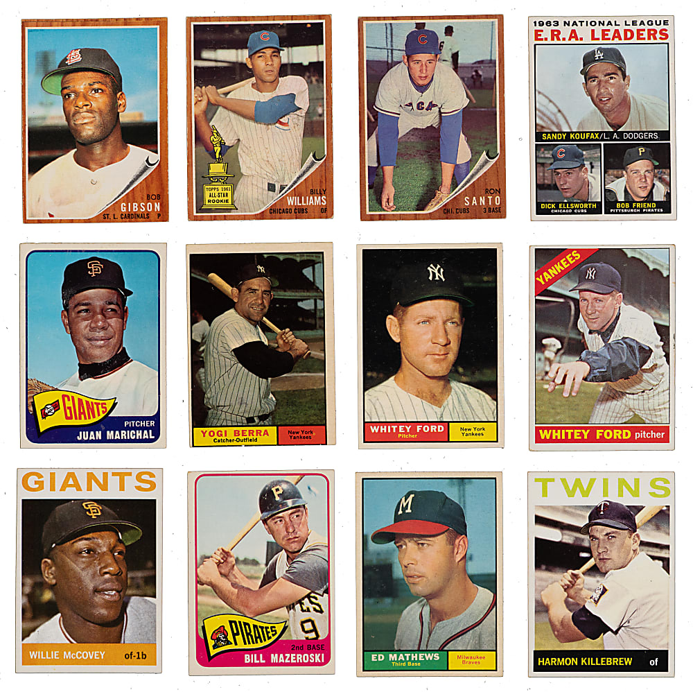 1957-1966 Topps Hall of Fame & Star Collection (45) with Banks, Clemente, Mantle & Musial