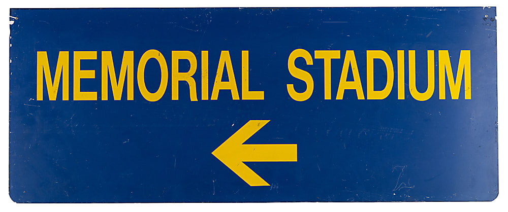 1970s Memorial Stadium Metal Street/Transit Sign