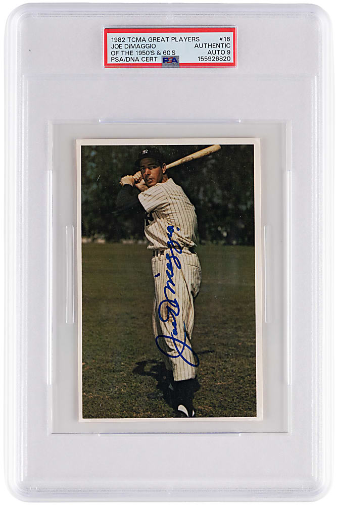 Signed 1982 TCMA Great Players of the 1950's & 1960's #16 Joe DiMaggio PSA/DNA Authentic with Auto Grade 9
