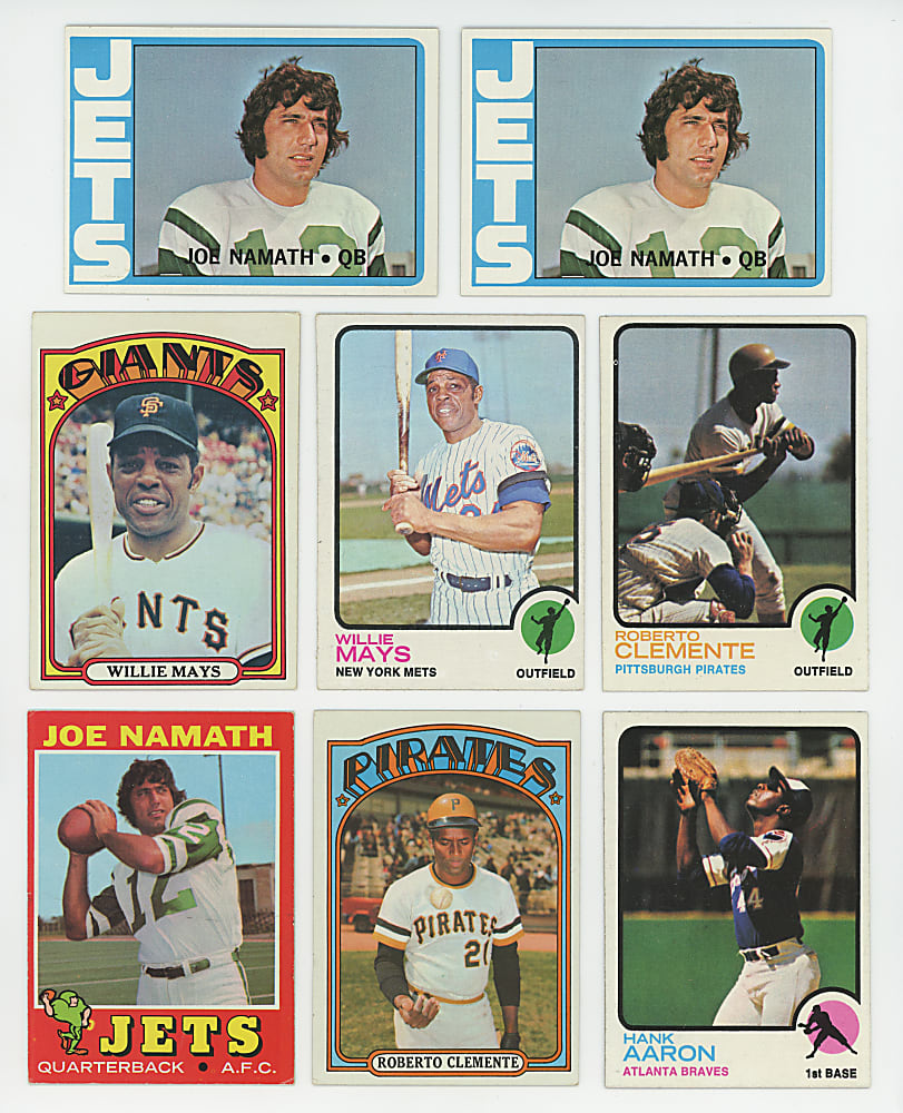 1971-1974 Baseball & Football Shoebox Collection (930) with (115+) Hall of Famers Including Aaron, Clemente, Mays, Namath & Unitas
