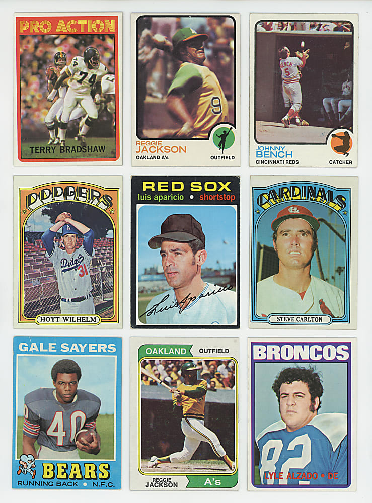 1971-1974 Baseball & Football Shoebox Collection (930) with (115+) Hall of Famers Including Aaron, Clemente, Mays, Namath & Unitas